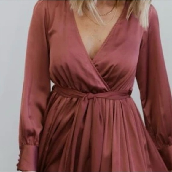Baltic Born Jenna Satin Wrap Dress —dark mauve - Picture 2 of 6